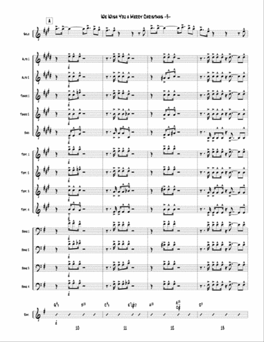 We Wish You a Merry Christmas for Little Big Band up to Full Big Band Jazz Ensemble scores gallery preview page 3