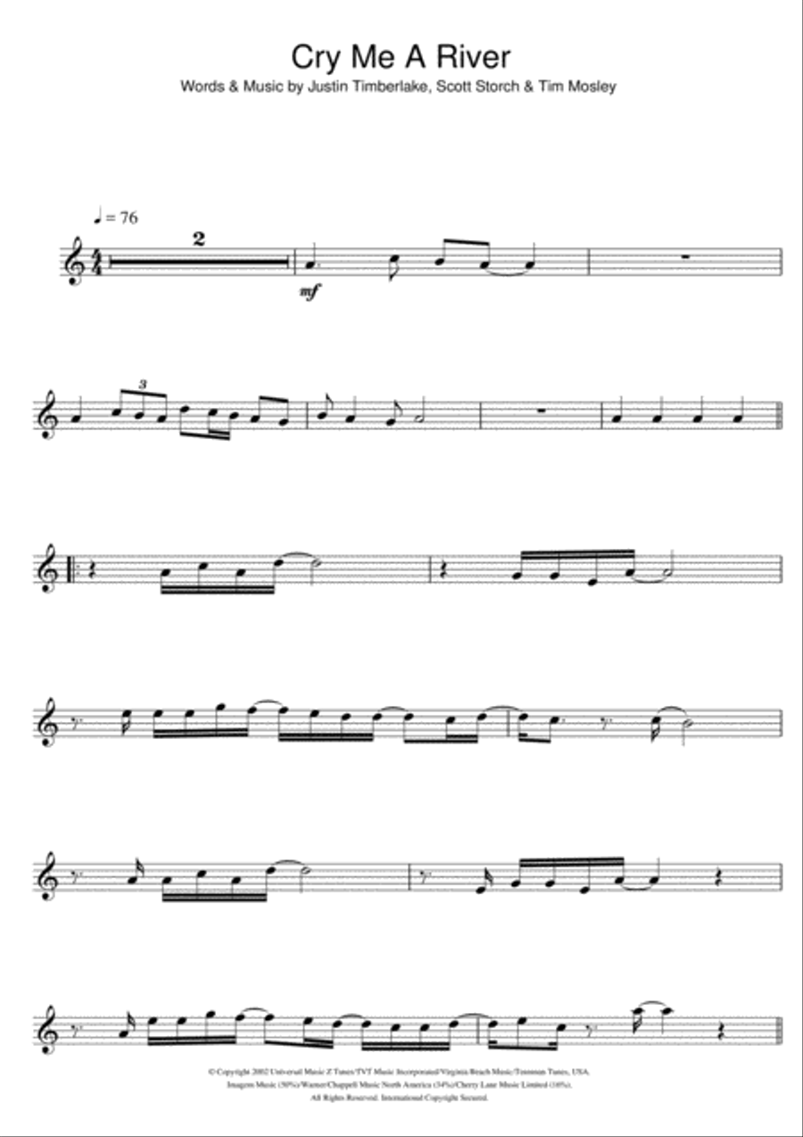 Cry Me A River Cry Me A River Flute Solo scores gallery preview page 1
