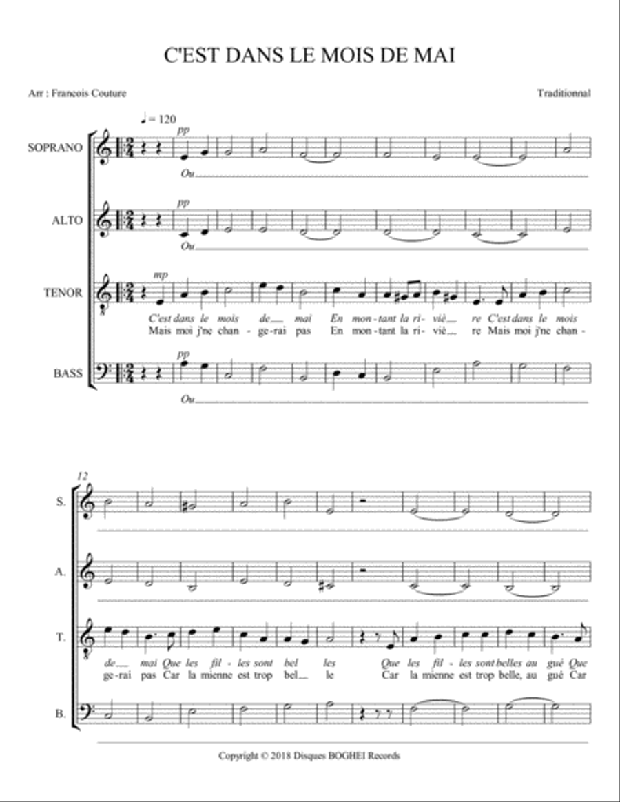 C'EST DANS LE MOIS DE MAI 4-Part scores gallery preview page 1