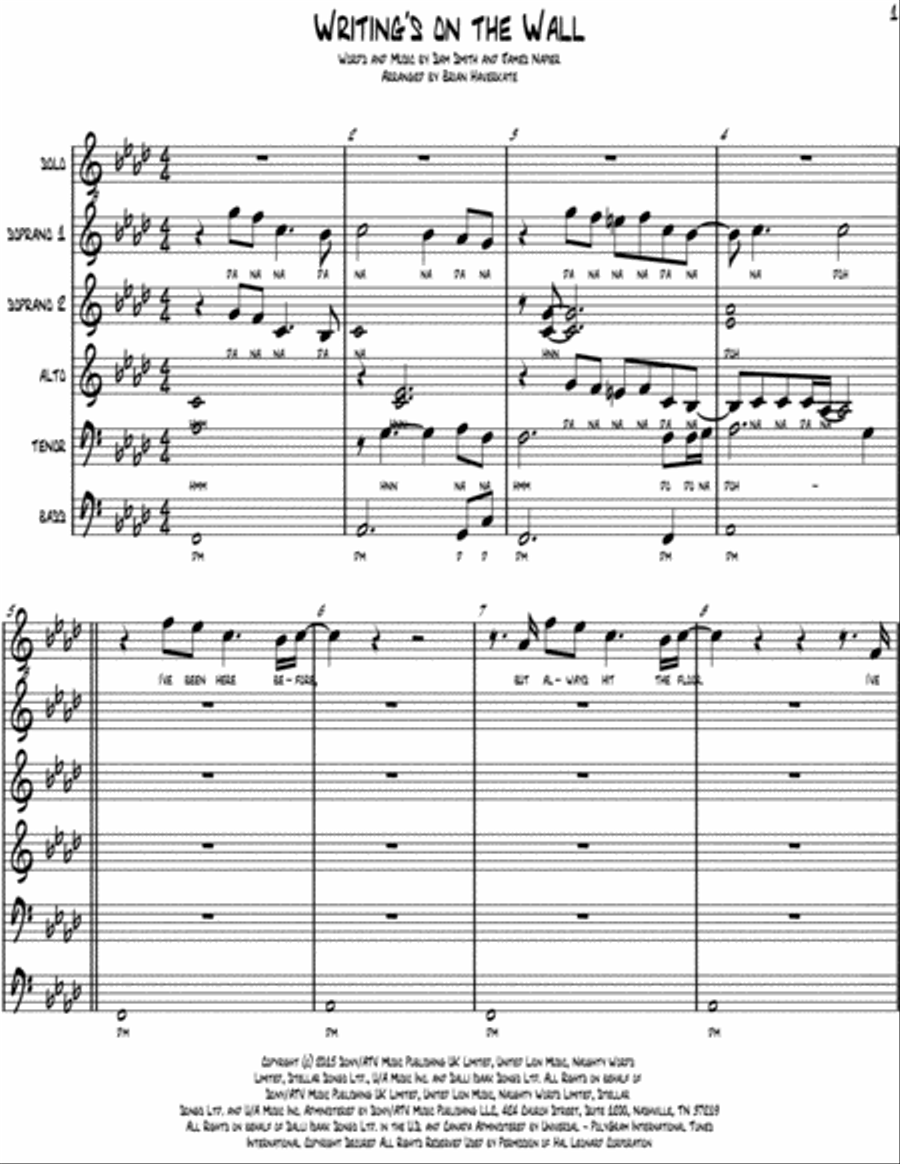 Writing's On The Wall from the film SPECTRE Divisi scores gallery preview page 1