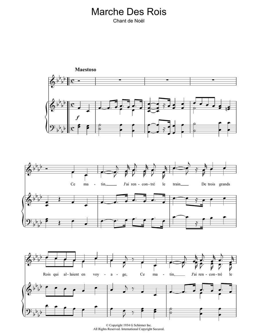 Marche Des Rois Piano, Vocal, Guitar scores gallery preview page 1