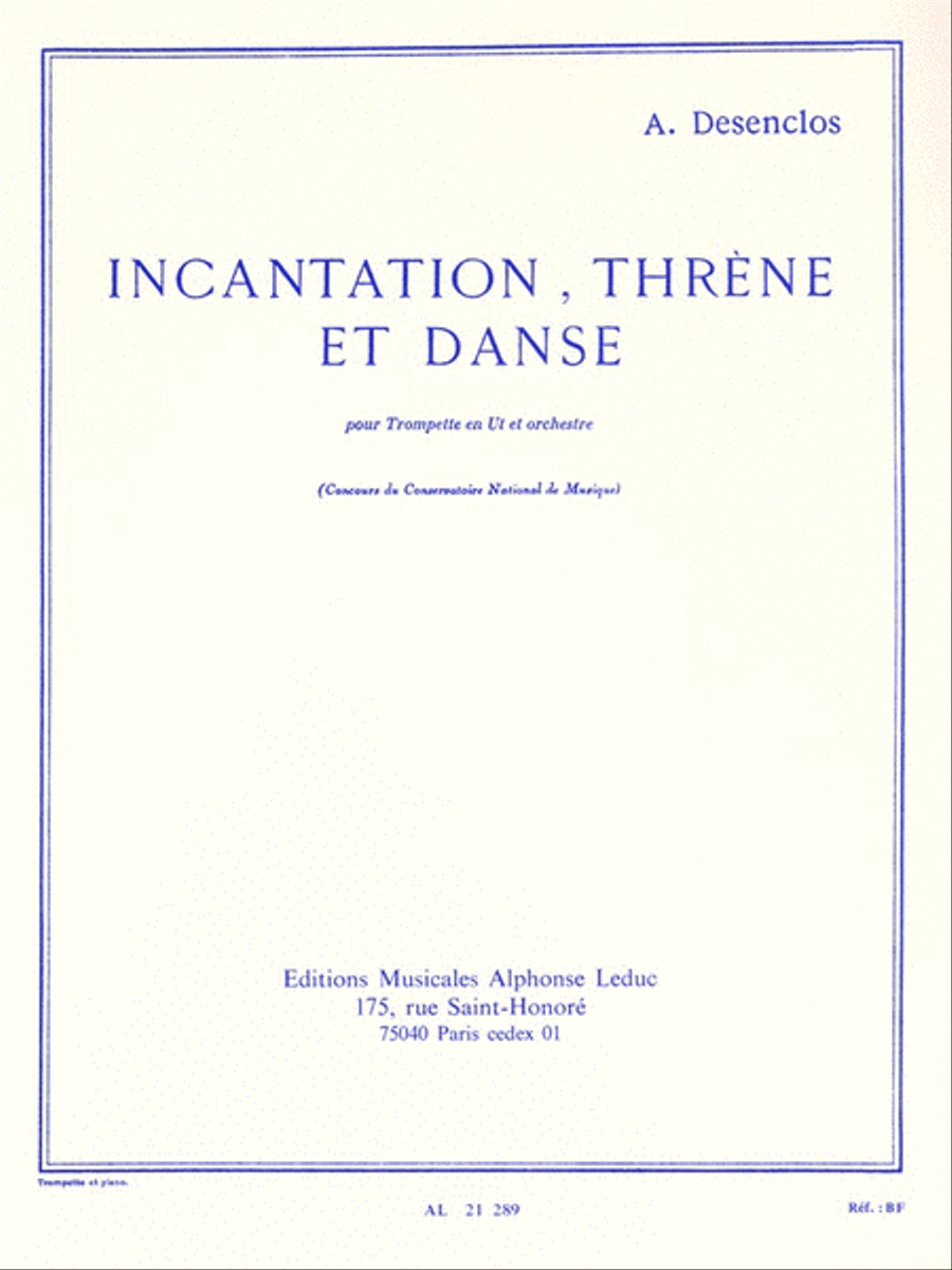 Incantation, Threne Et Danse (trumpet And Piano) Trumpet Solo scores gallery preview page 1