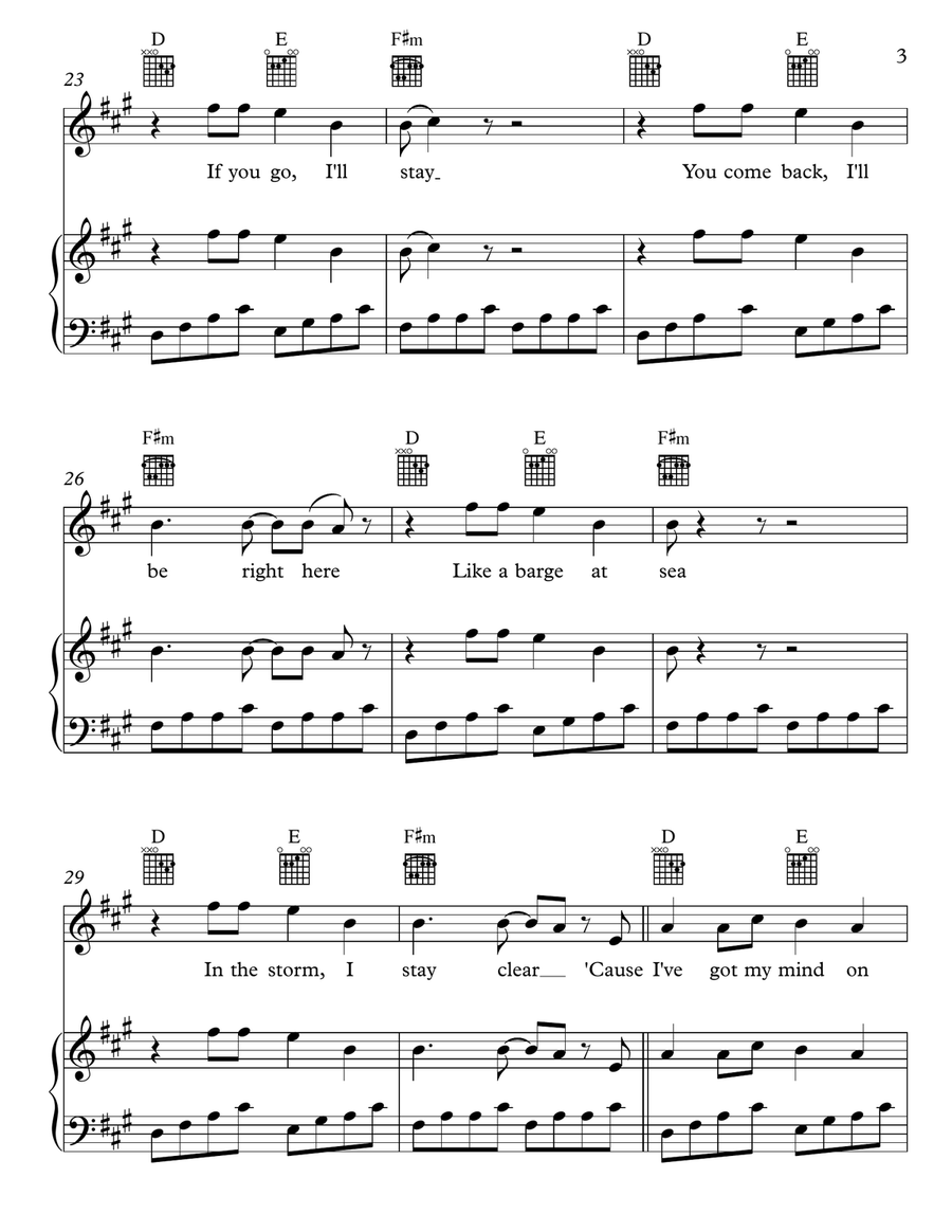 Say Yes To Heaven Piano, Vocal, Guitar scores gallery preview page 3