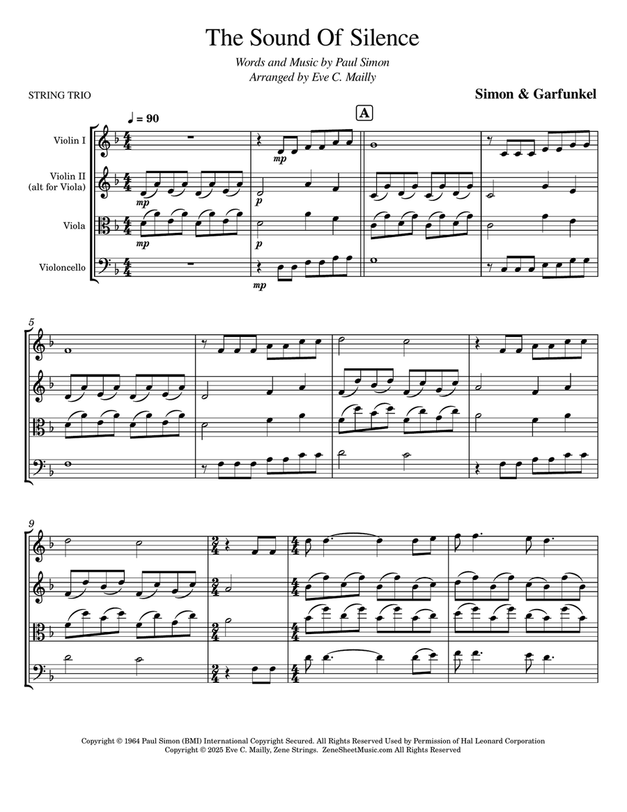 The Sound Of Silence String Trio scores gallery preview page 1