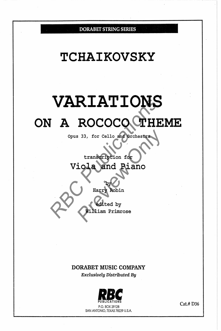 Variations On A Rococo Theme Viola scores gallery preview page 2