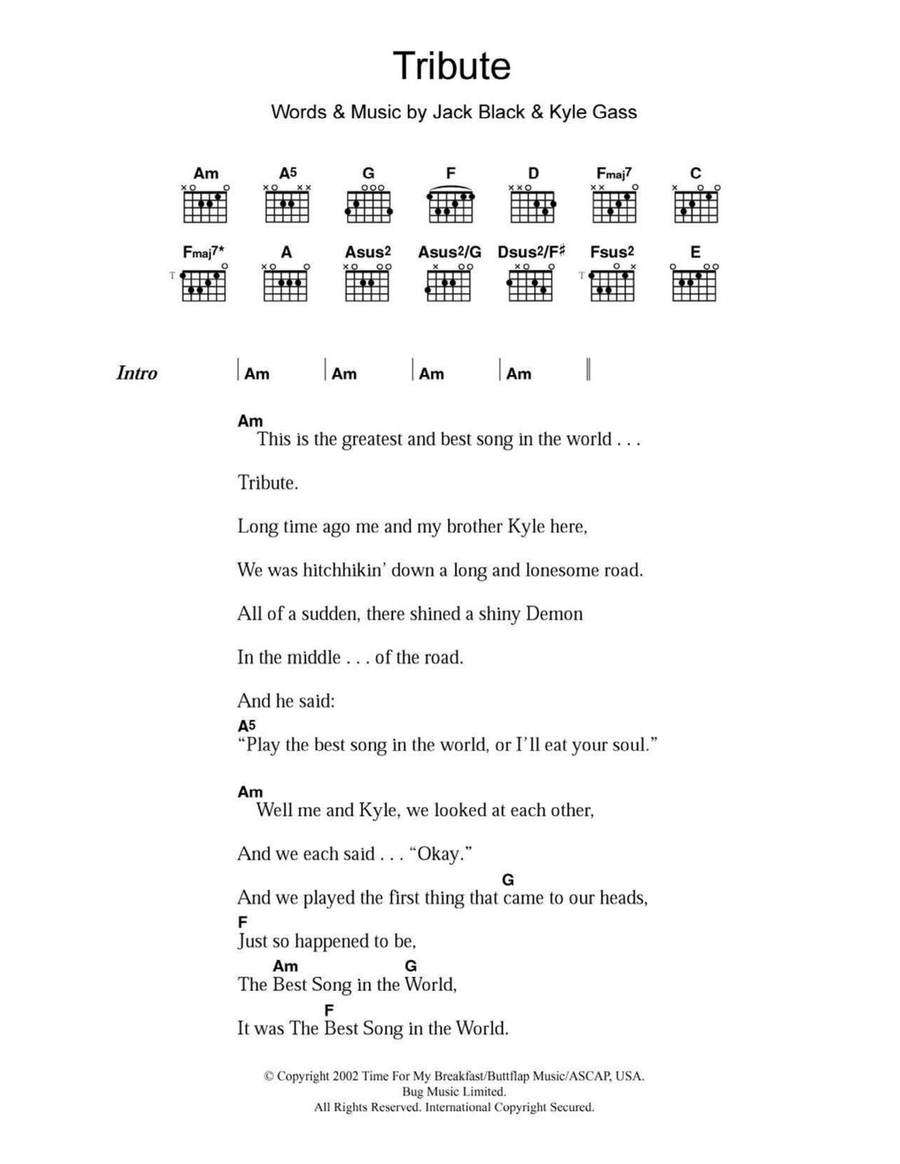 Tribute Easy Guitar scores gallery preview page 1