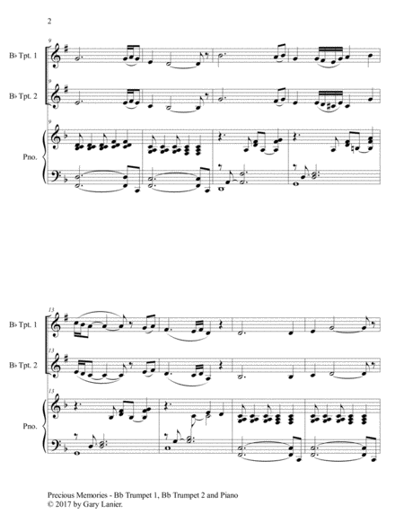 Precious Memories (Trio - Bb Trumpet 1, Bb Trumpet 2 & Piano with Score/Parts) image number null