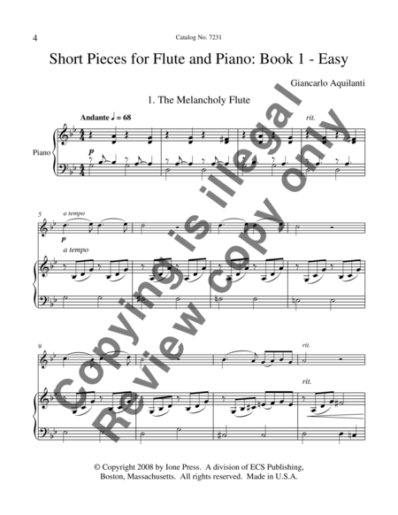 Short Pieces for Flute and Piano, Book 1: Easy