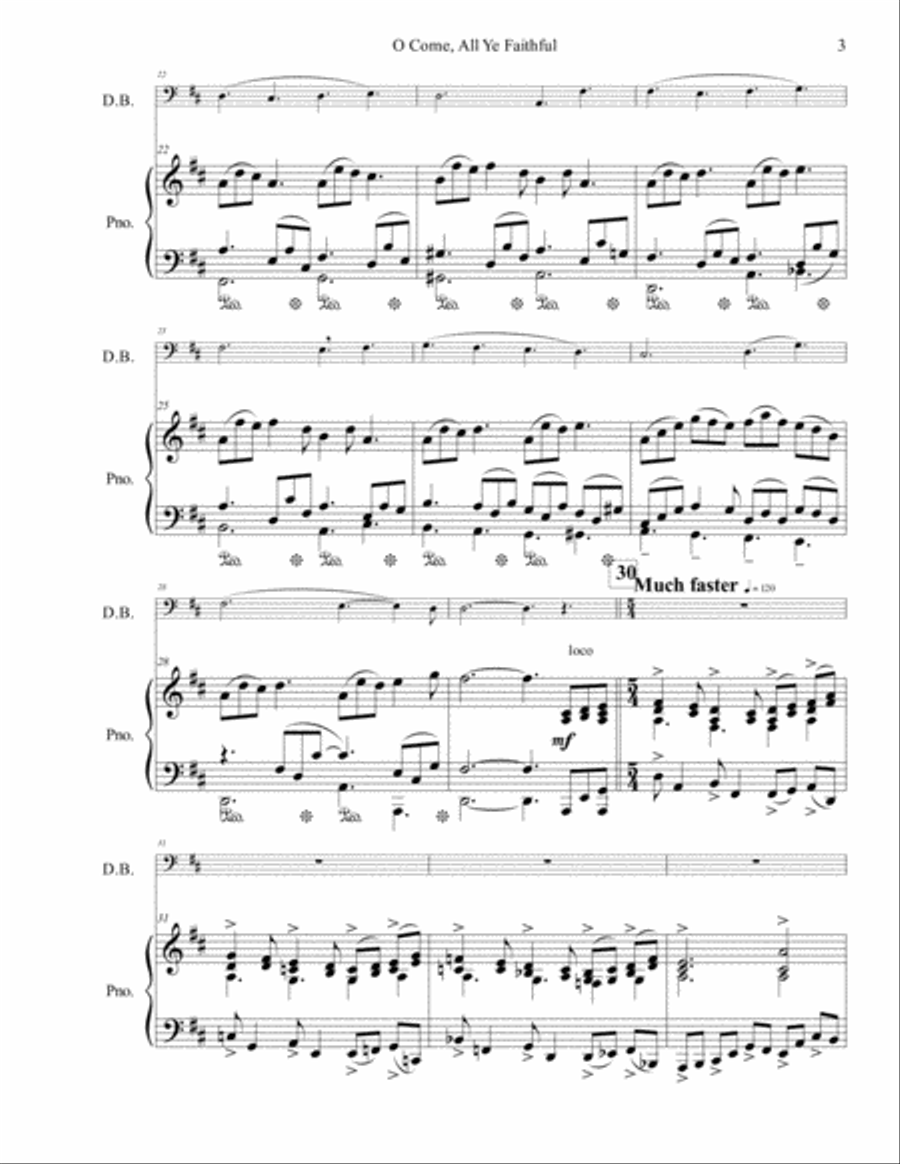 O Come, All Ye Faithful for Solo Double Bass Double Bass scores gallery preview page 4