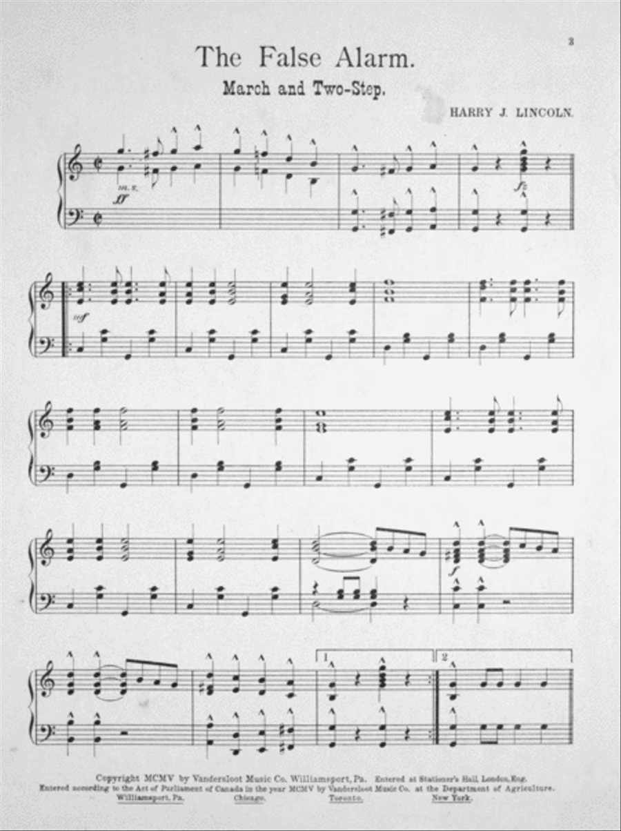 False Alarm. March Two-Step Piano Solo scores gallery preview page 2