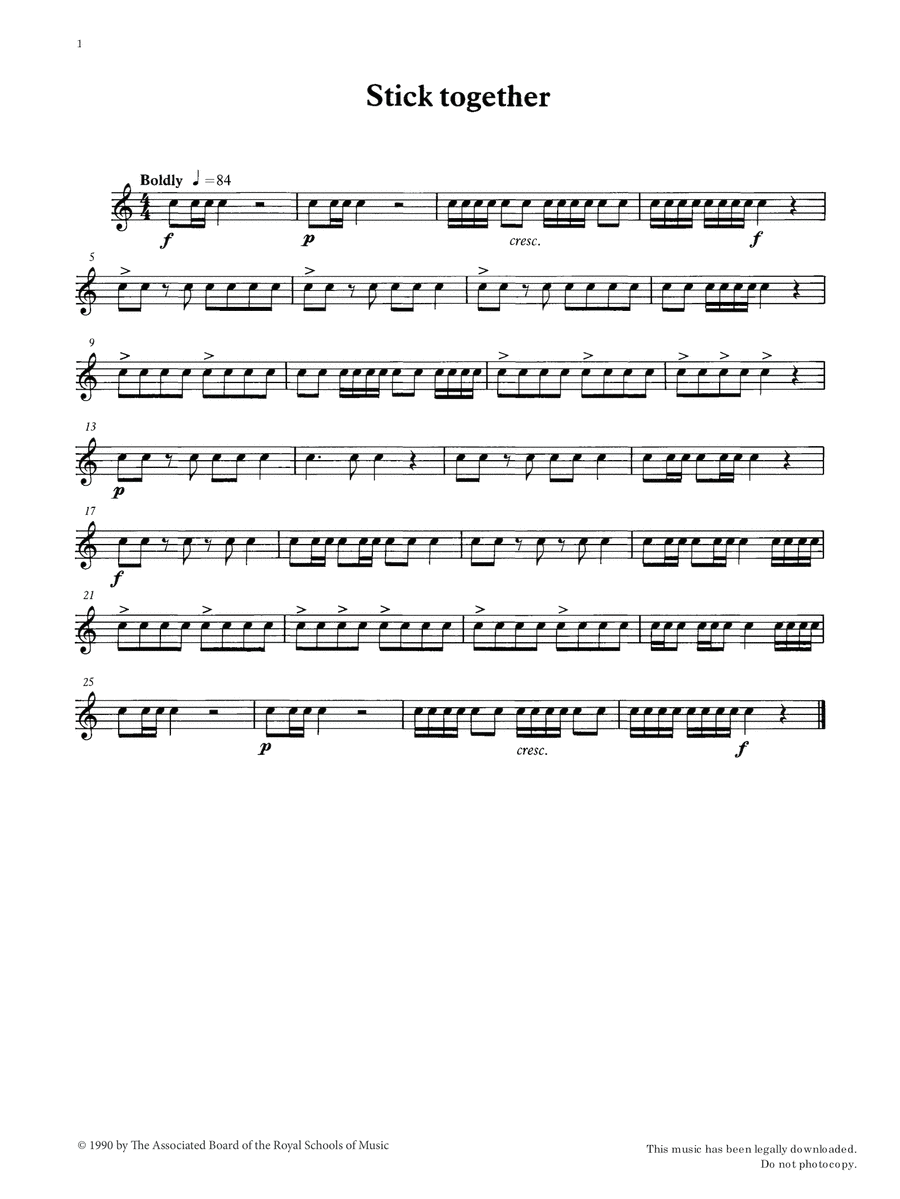 Stick Together from Graded Music for Snare Drum, Book I Percussion scores gallery preview page 1