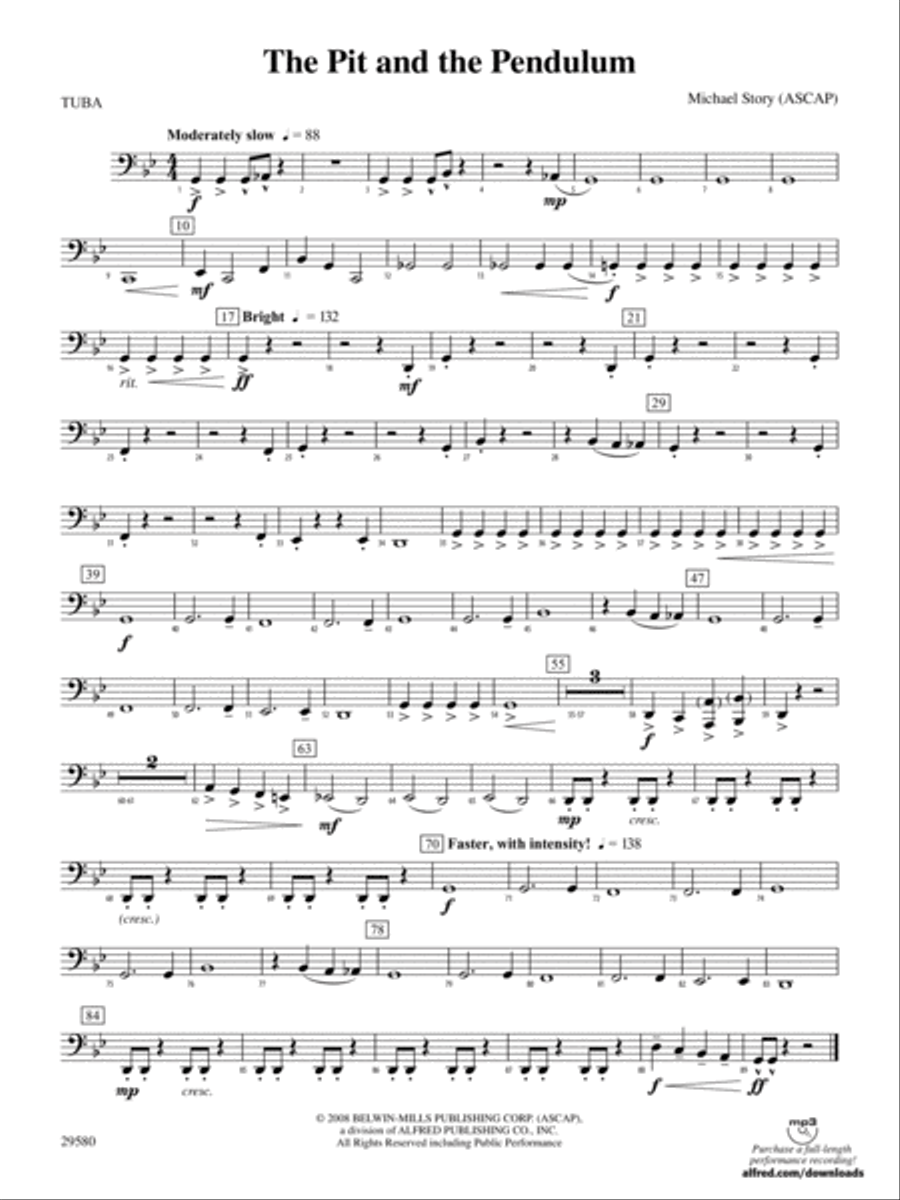 The Pit and the Pendulum: Tuba Concert Band scores gallery preview page 1