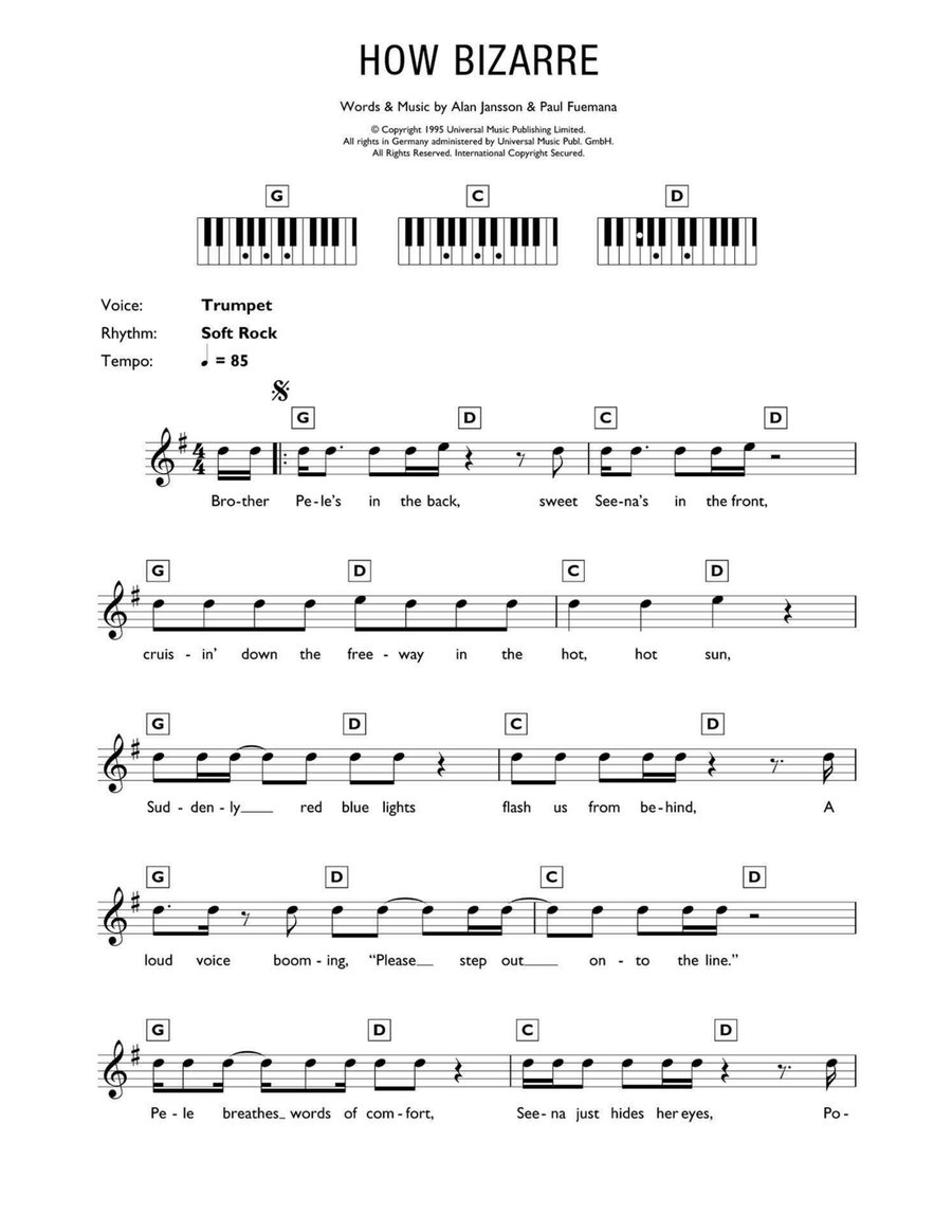 How Bizarre Piano scores gallery preview page 1