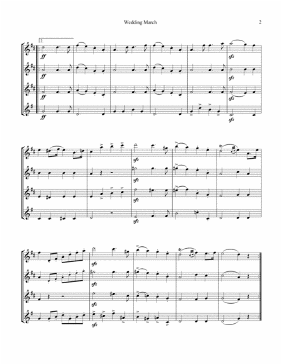 Wedding March for flute quartet Flute Quartet scores gallery preview page 3