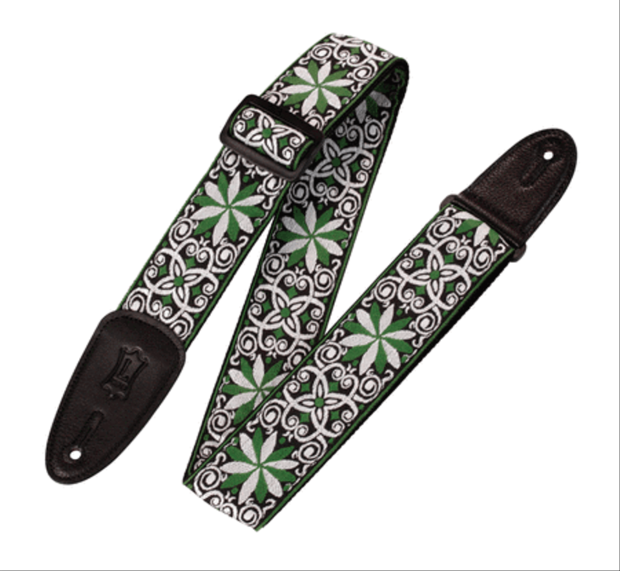 '60s Hootenanny Jacquard Weave Guitar Strap – Floral Green Musical Instruments scores gallery preview page 1