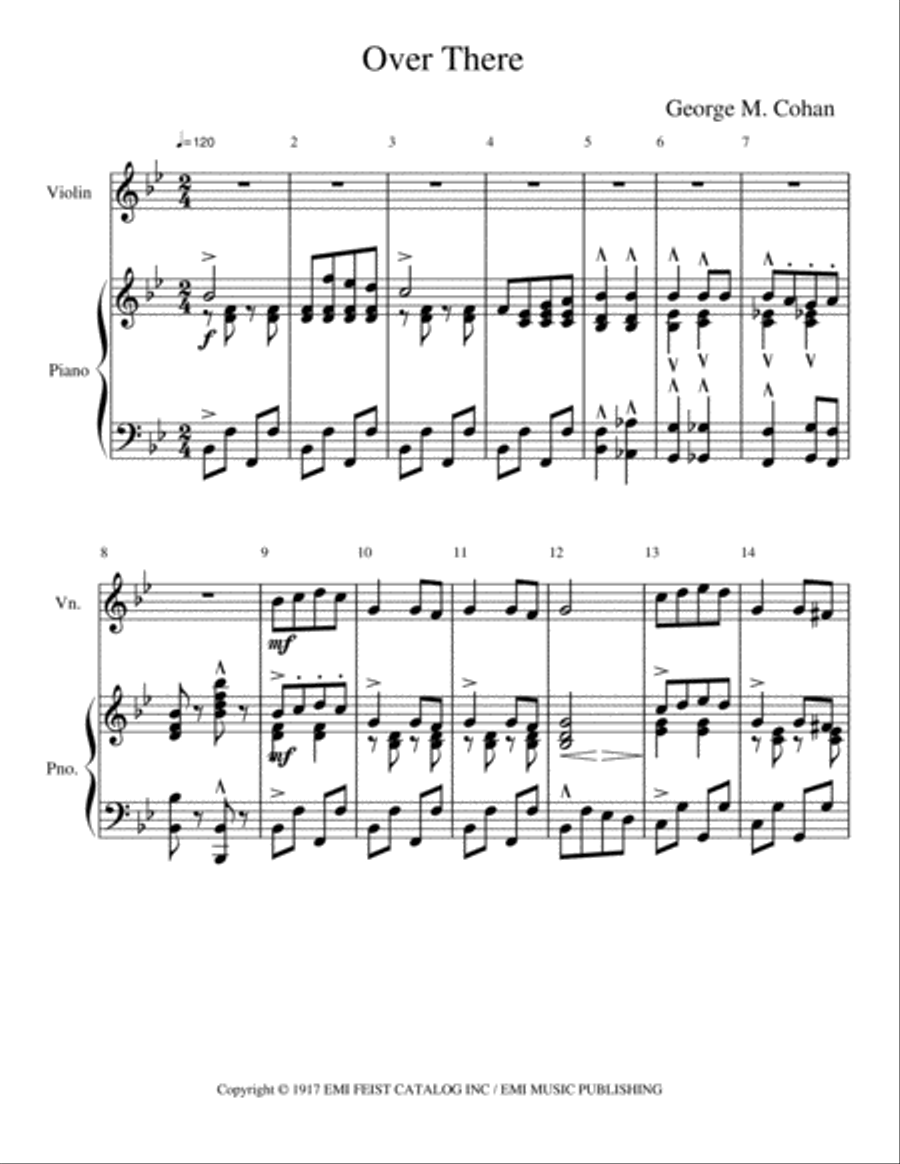 Over There Violin Solo scores gallery preview page 1