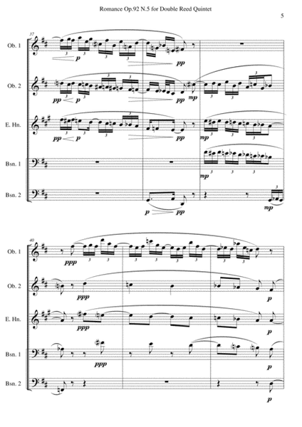 Romance Op.92 N.5 for Double Reed Quintet image number null