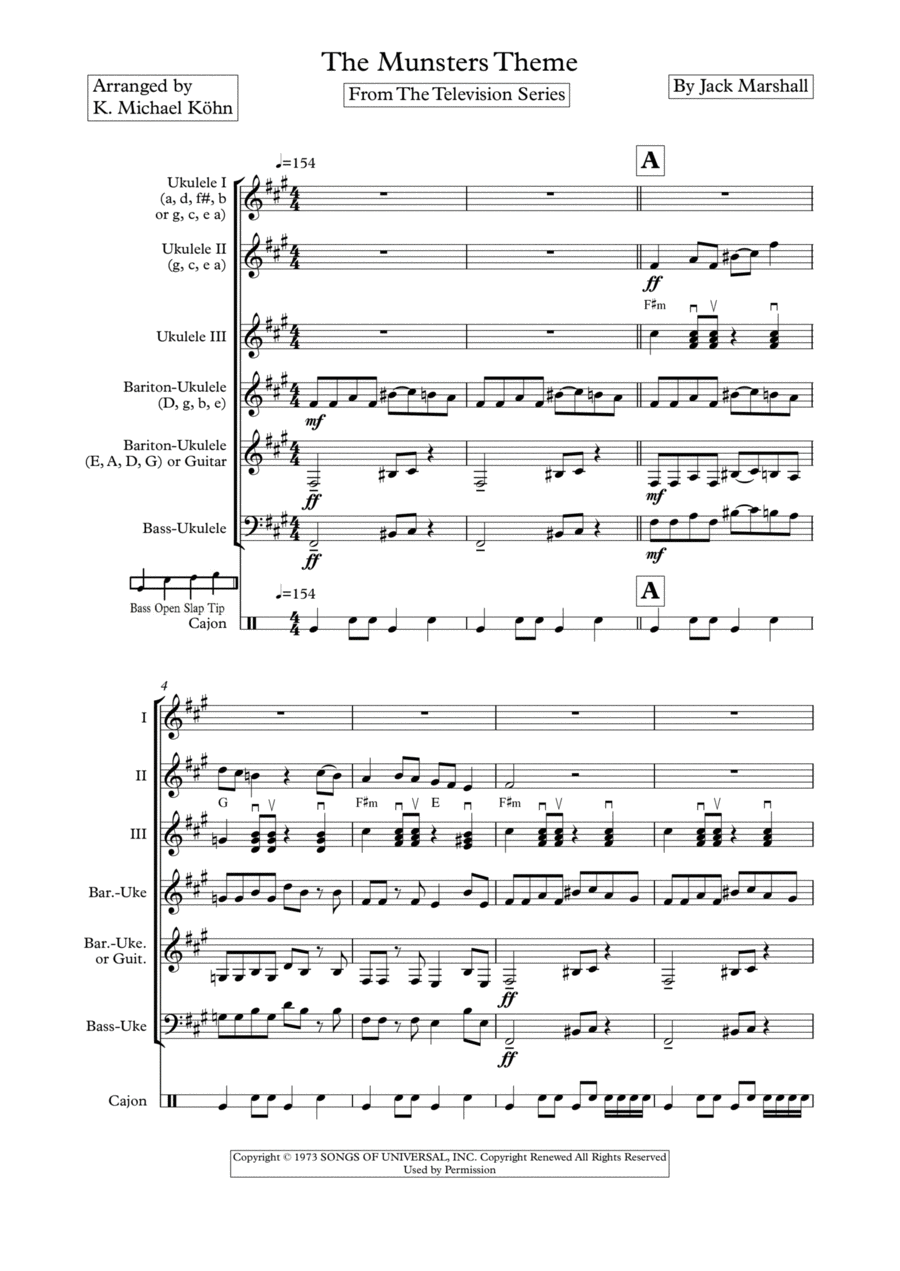 The Munsters Theme Ukulele scores gallery preview page 1