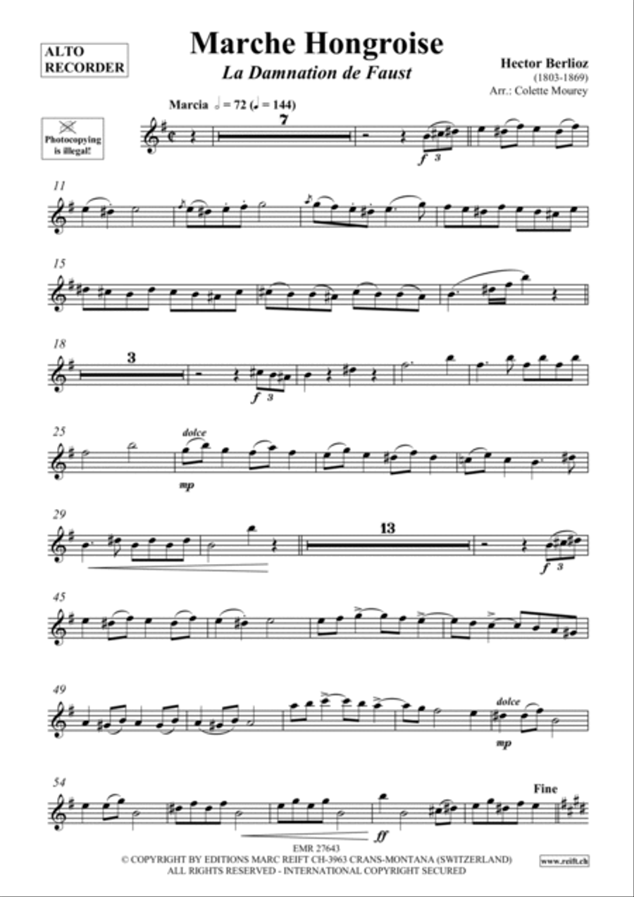 Marche Hongroise Alto Recorder scores gallery preview page 2