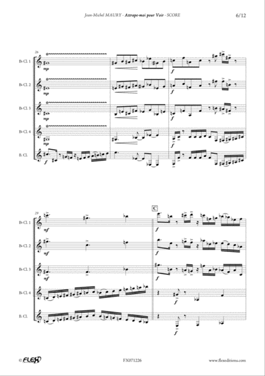 Attrape-moi pour Voir Clarinet Quintet scores gallery preview page 6