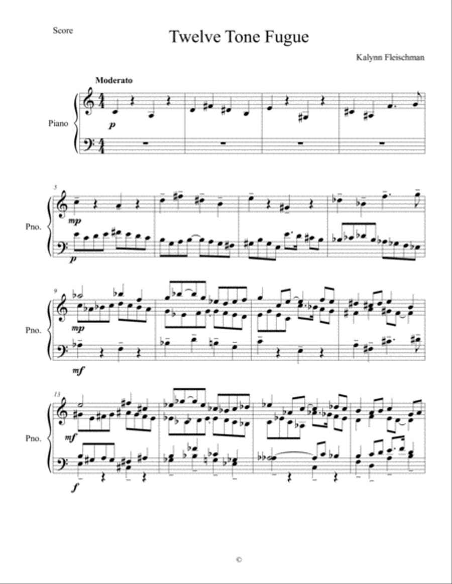 Twelve-Tone Fugue Piano Solo scores gallery preview page 1