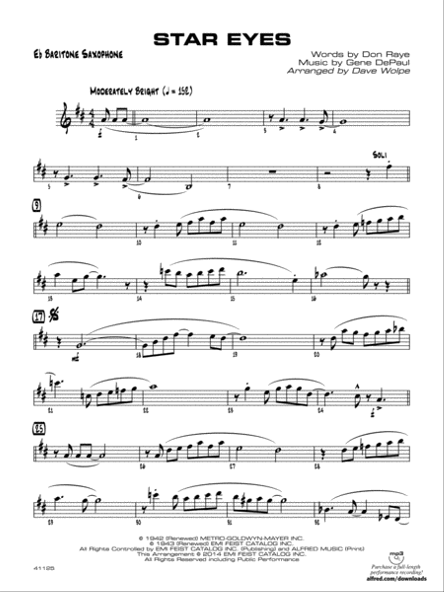 Star Eyes: E-flat Baritone Saxophone Jazz Ensemble scores gallery preview page 1