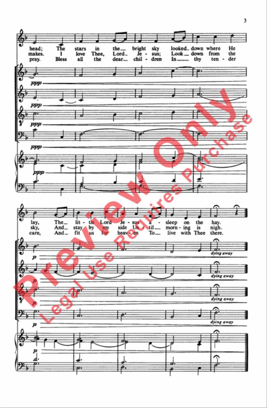 Away in a Manger 4-Part scores gallery preview page 3