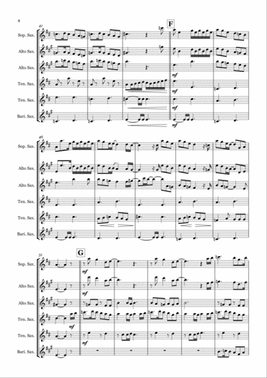 Kiss From A Rose Saxophone Quintet scores gallery preview page 4