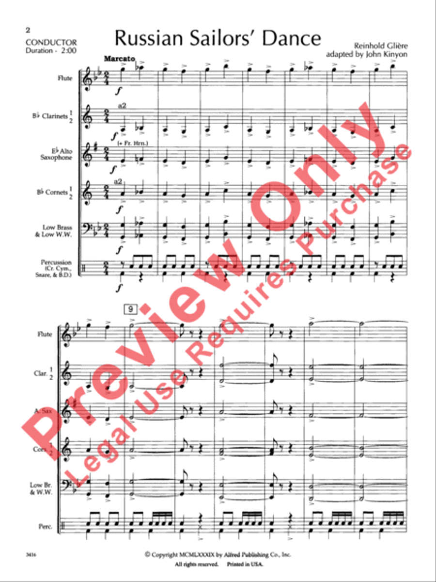 Russian Sailors' Dance Concert Band scores gallery preview page 3