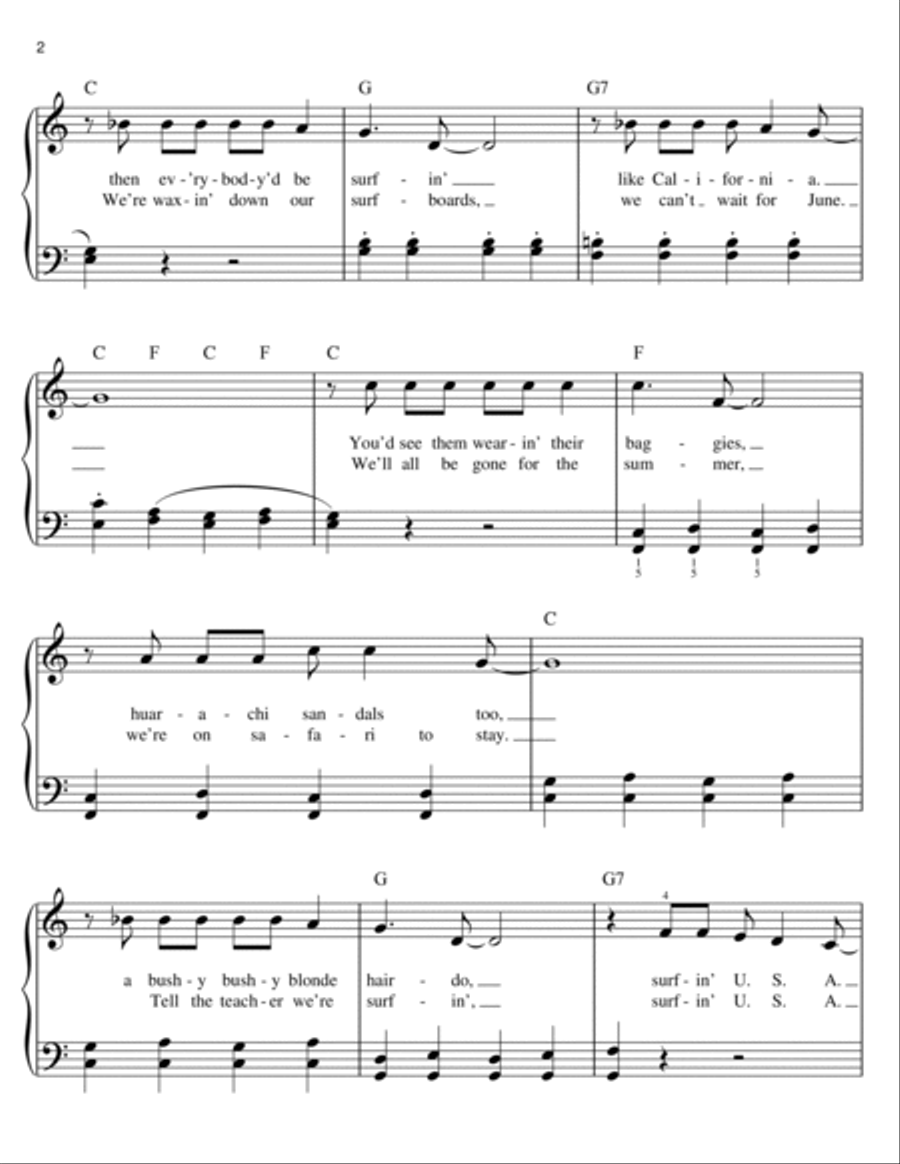 Surfin' U.S.A. (arr. Phillip Keveren) Easy Piano scores gallery preview page 2
