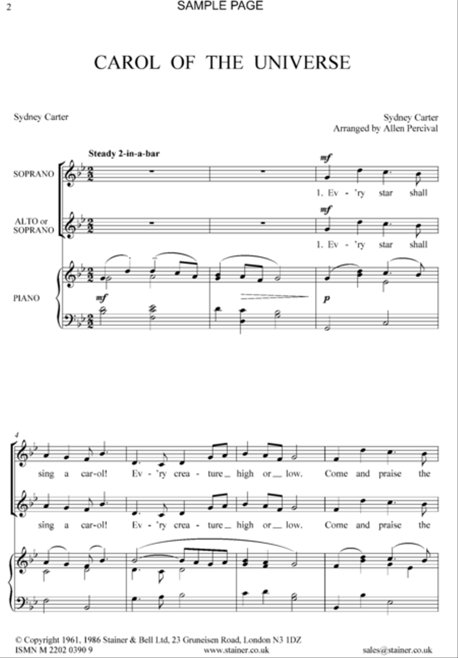 Carol of the Universe (Every star shall sing a carol) Choir scores gallery preview page 2
