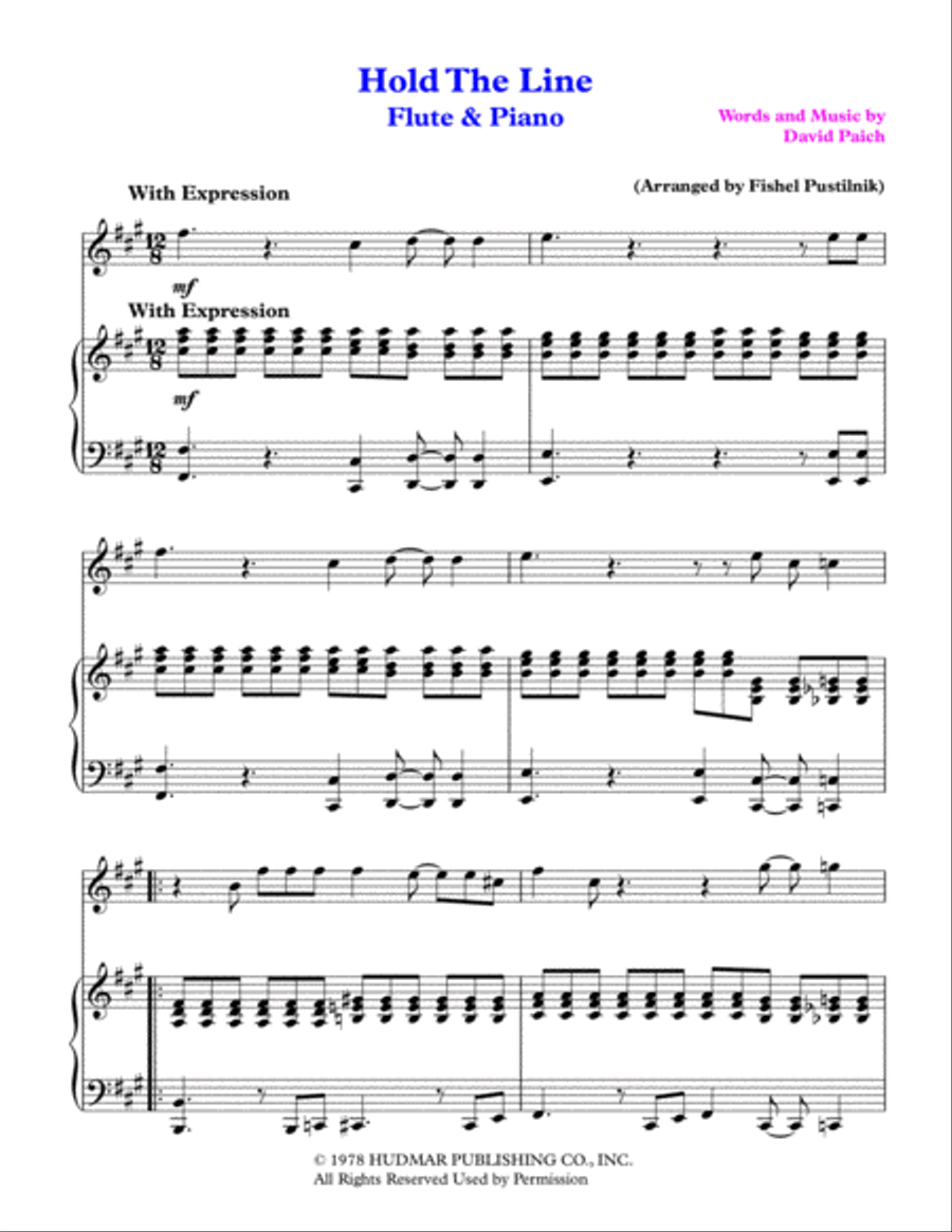 Hold The Line Flute Solo scores gallery preview page 2