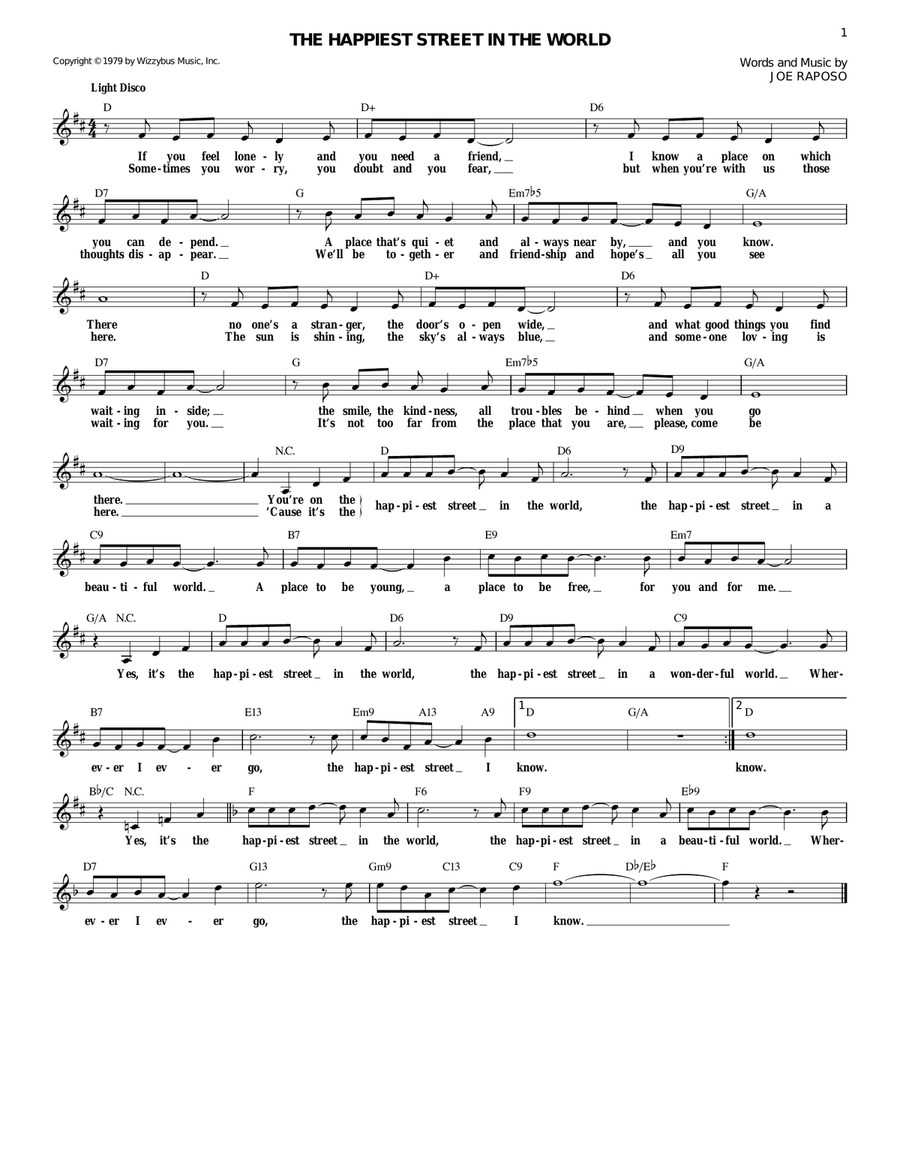 The Happiest Street In The World Guitar scores gallery preview page 1