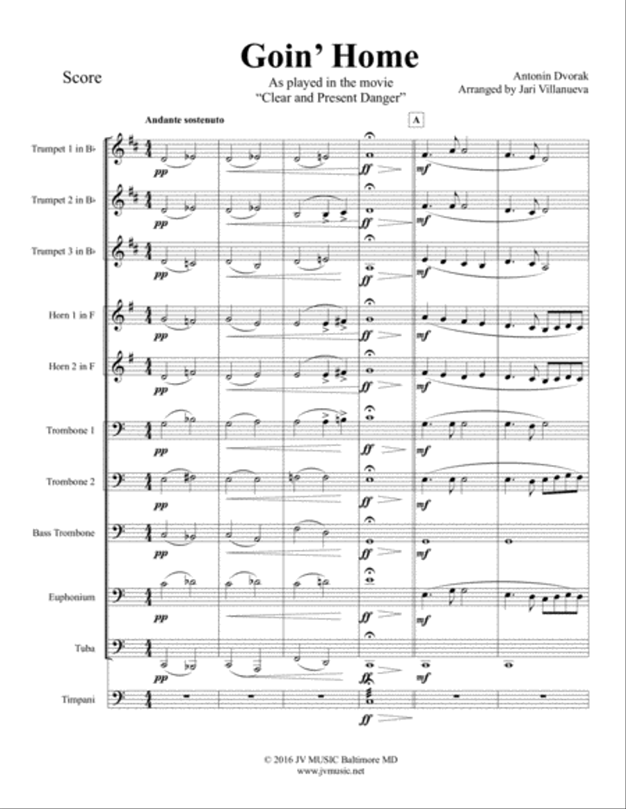 Goin’ Home by Antonin Dvorak for Brass Ensemble Brass Ensemble scores gallery preview page 3