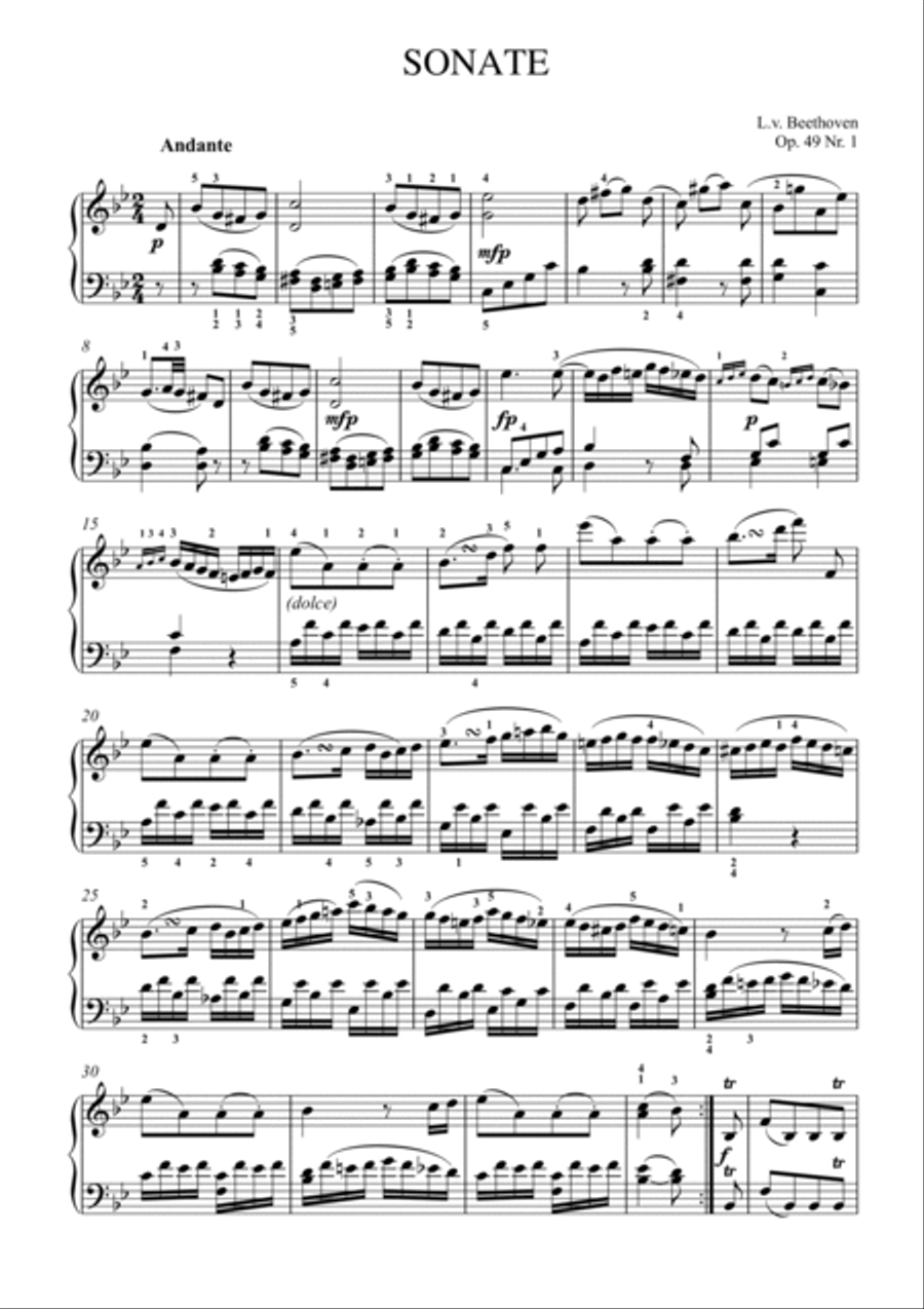 Beethoven-Piano Sonata No.19 in G minor, Op.49 No.1 (Leichte Sonata) Small Ensemble scores gallery preview page 2