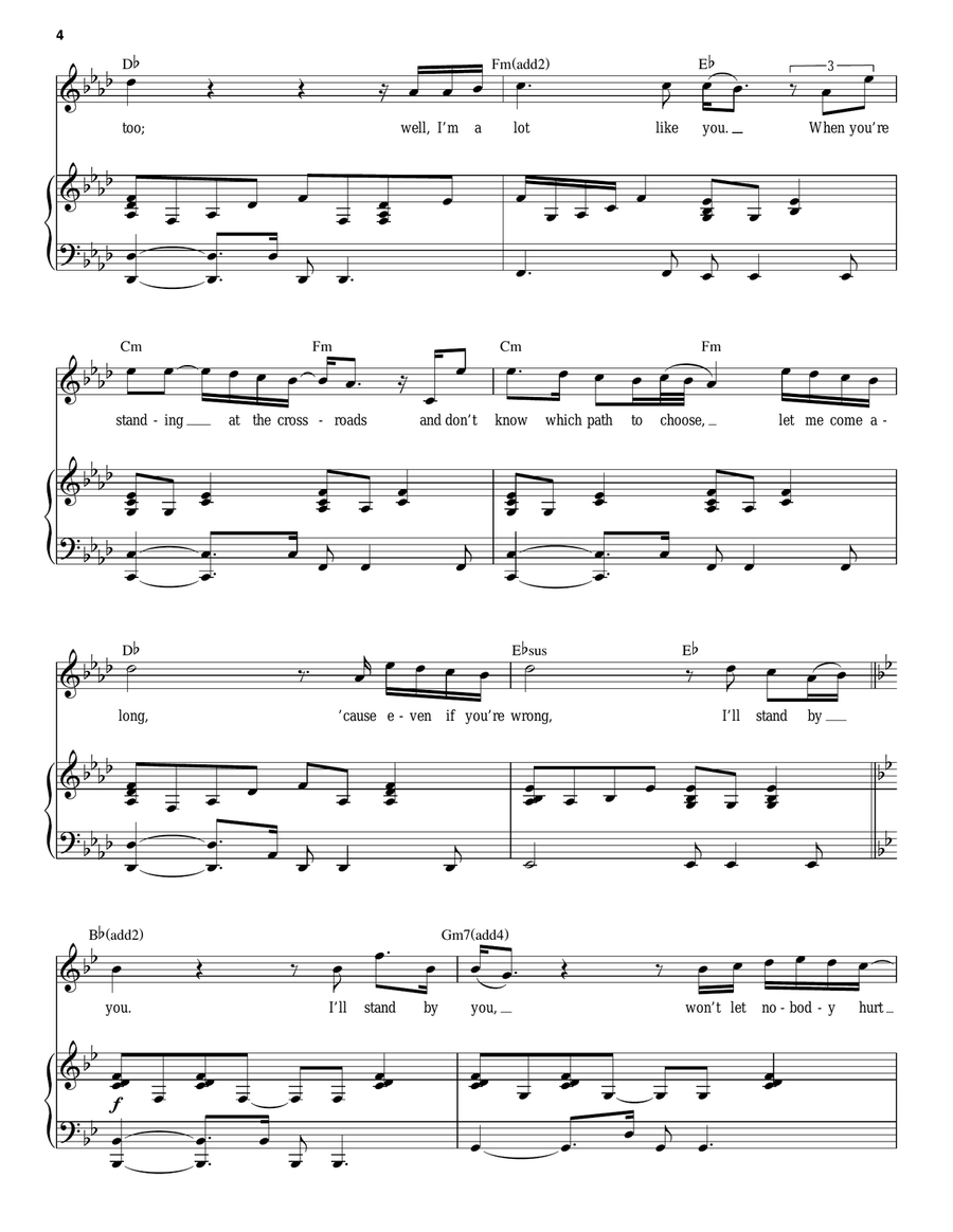 I'll Stand By You Piano, Vocal scores gallery preview page 4