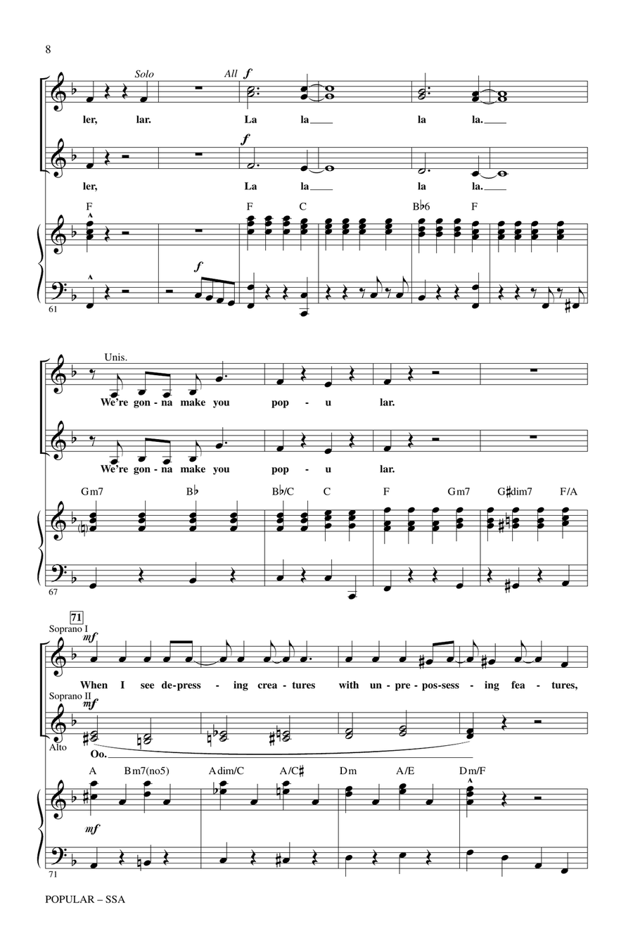 Popular (from Wicked) (arr. Mac Huff) SSA scores gallery preview page 7