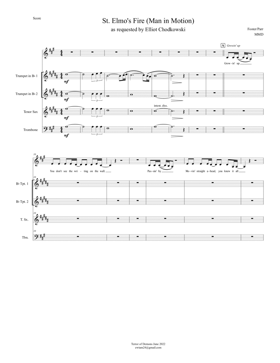St. Elmo's Fire (man In Motion) Small Ensemble scores gallery preview page 1