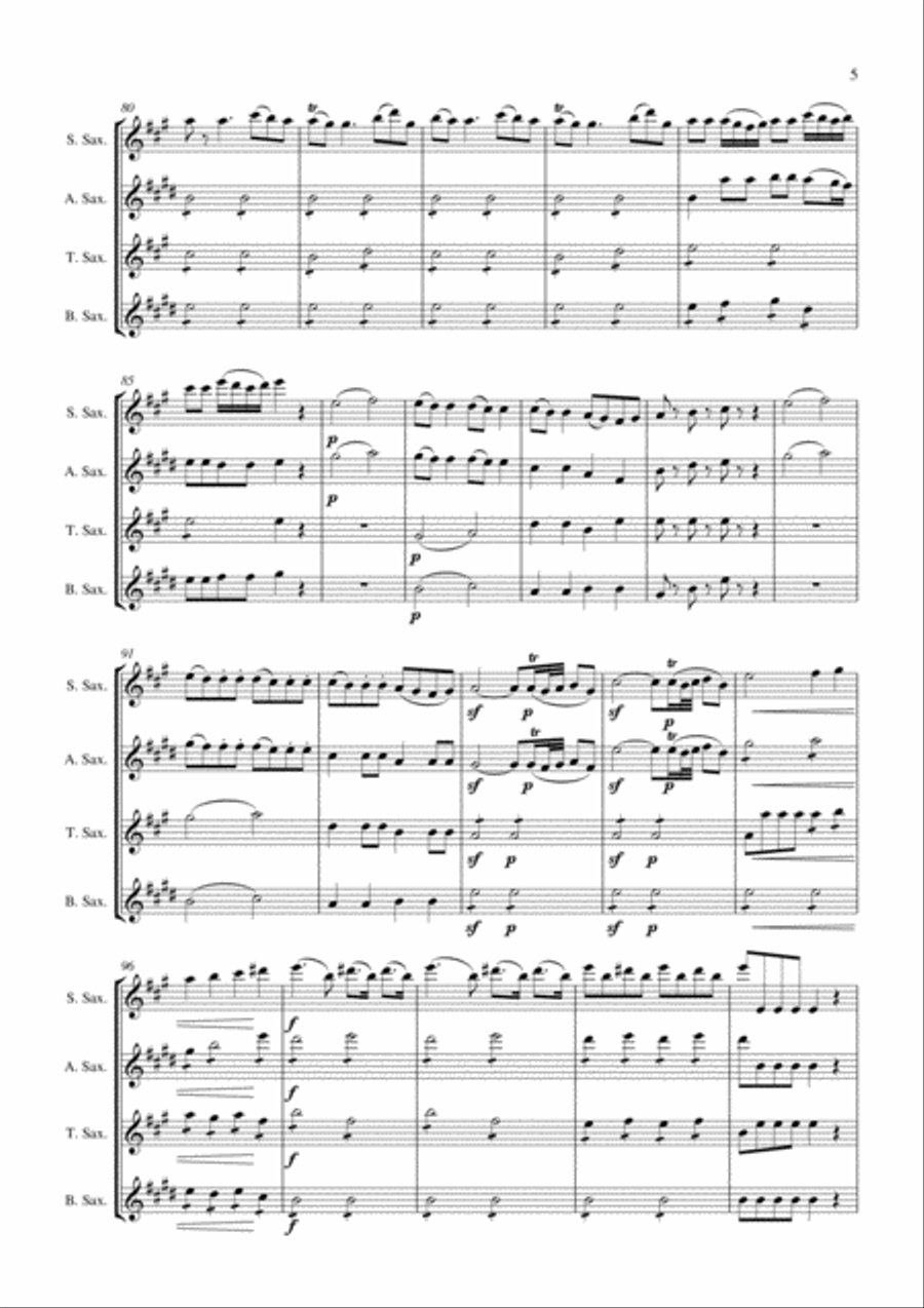 Eine Kleine Nachtmusik arranged for Saxophone Quartet Saxophone Quartet scores gallery preview page 6