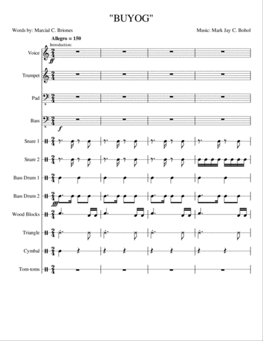Buyog Percussion Ensemble scores gallery preview page 1