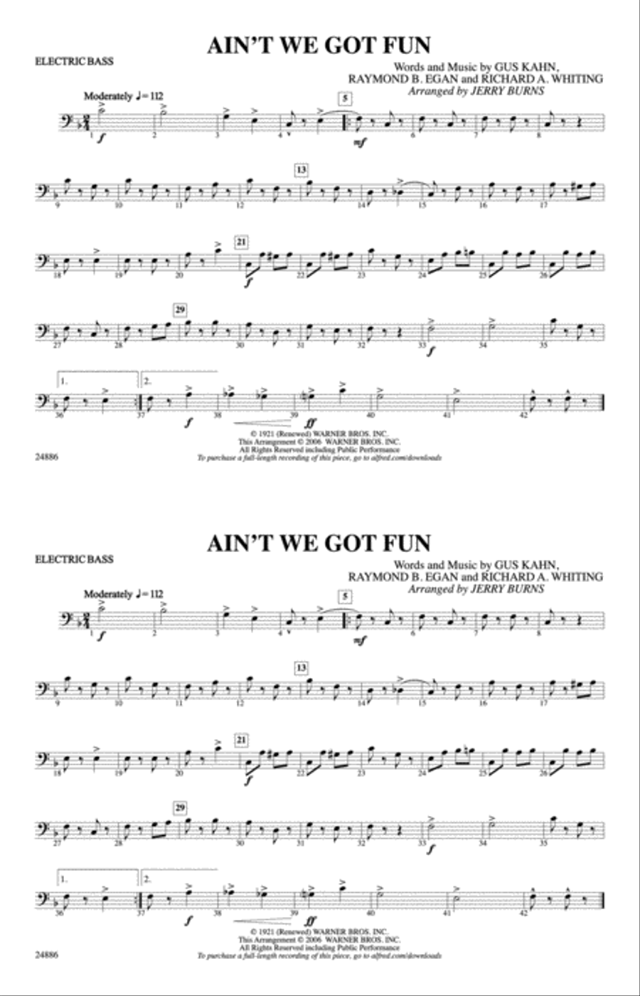 Ain't We Got Fun: Electric Bass Marching Band scores gallery preview page 1