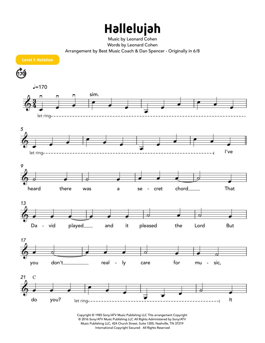 Hallelujah Hallelujah Electric Guitar scores gallery preview page 1