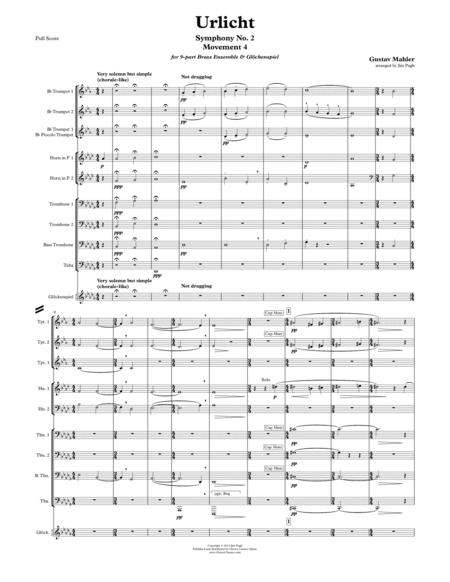 Urlicht from Symphony No. 2 for 9-part Brass Ensemble & Glockenspiel