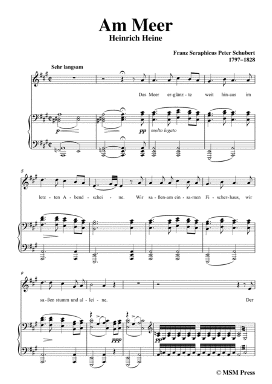 Schubert-Am meer in A Major,for voice and piano Voice Solo scores gallery preview page 3