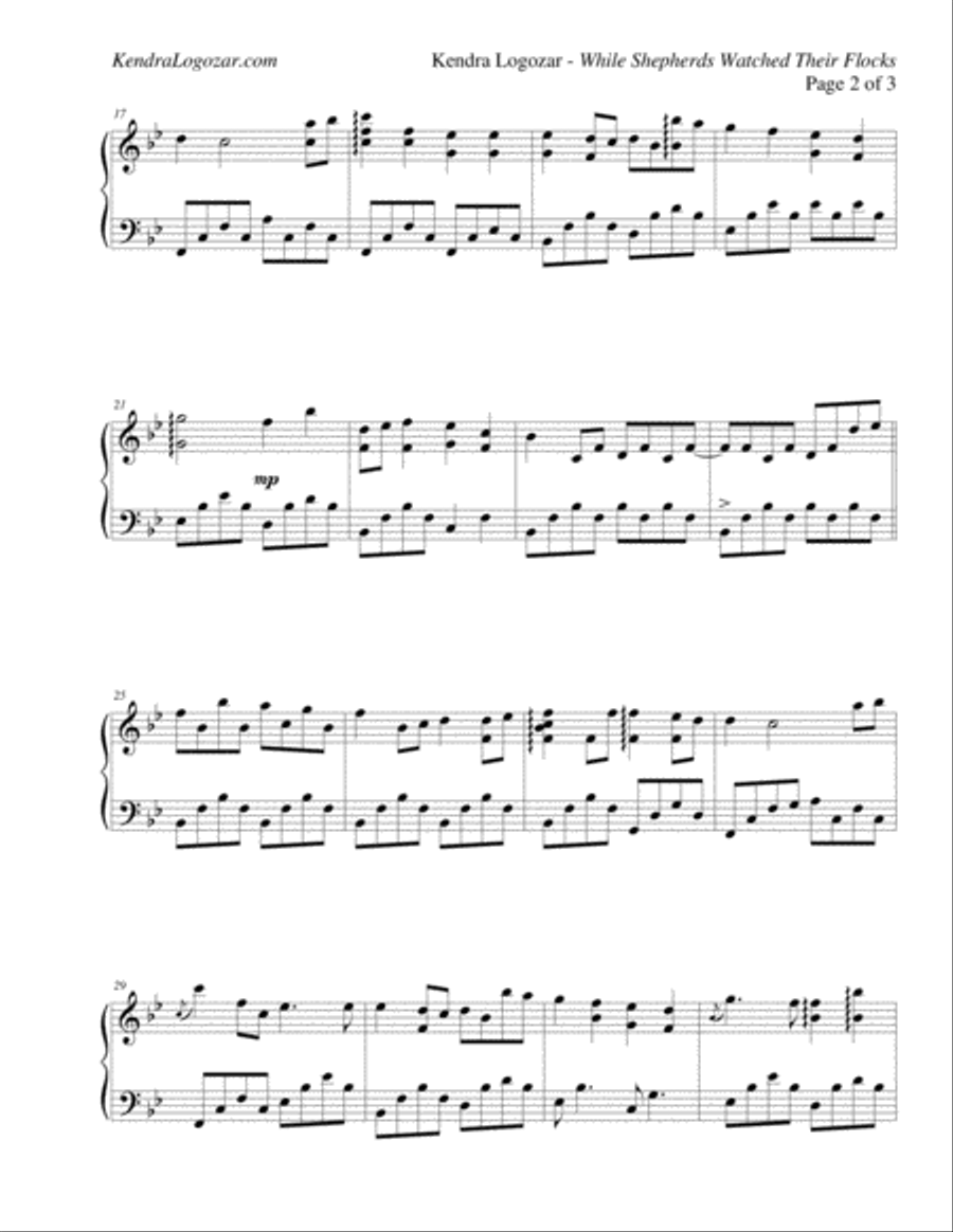 While Shepherds Watched Their Flocks - Modern Christmas/Holiday Arrangement Piano Solo scores gallery preview page 2