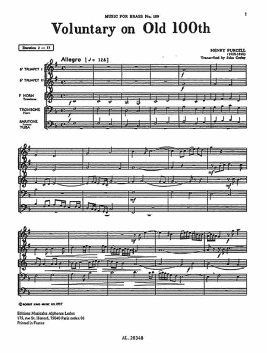 Voluntary On 'old 100th' (quintet-brass) School and Community scores gallery preview page 3