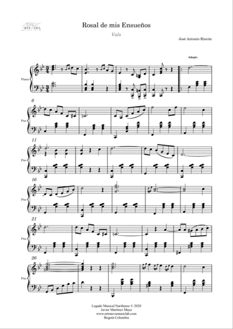 Rosal de mis Ensueños - Vals for Piano (Music from Latin America) Piano Solo scores gallery preview page 2