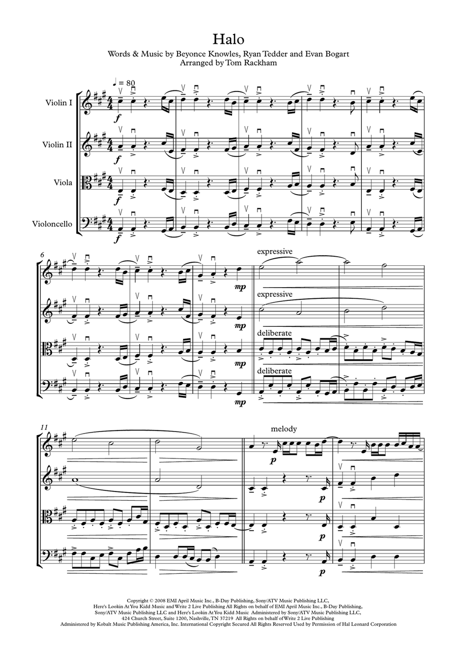 Halo String Quartet scores gallery preview page 1