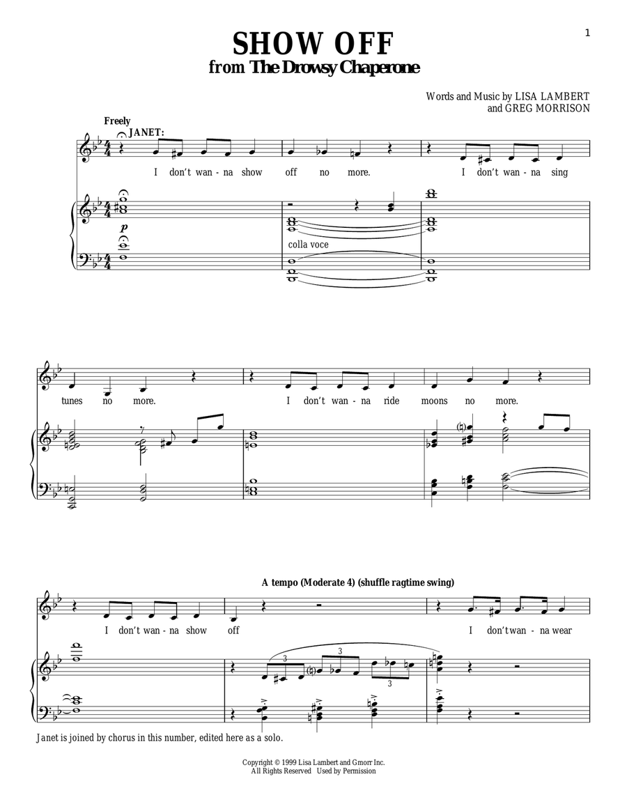 Show Off Piano, Vocal scores gallery preview page 1