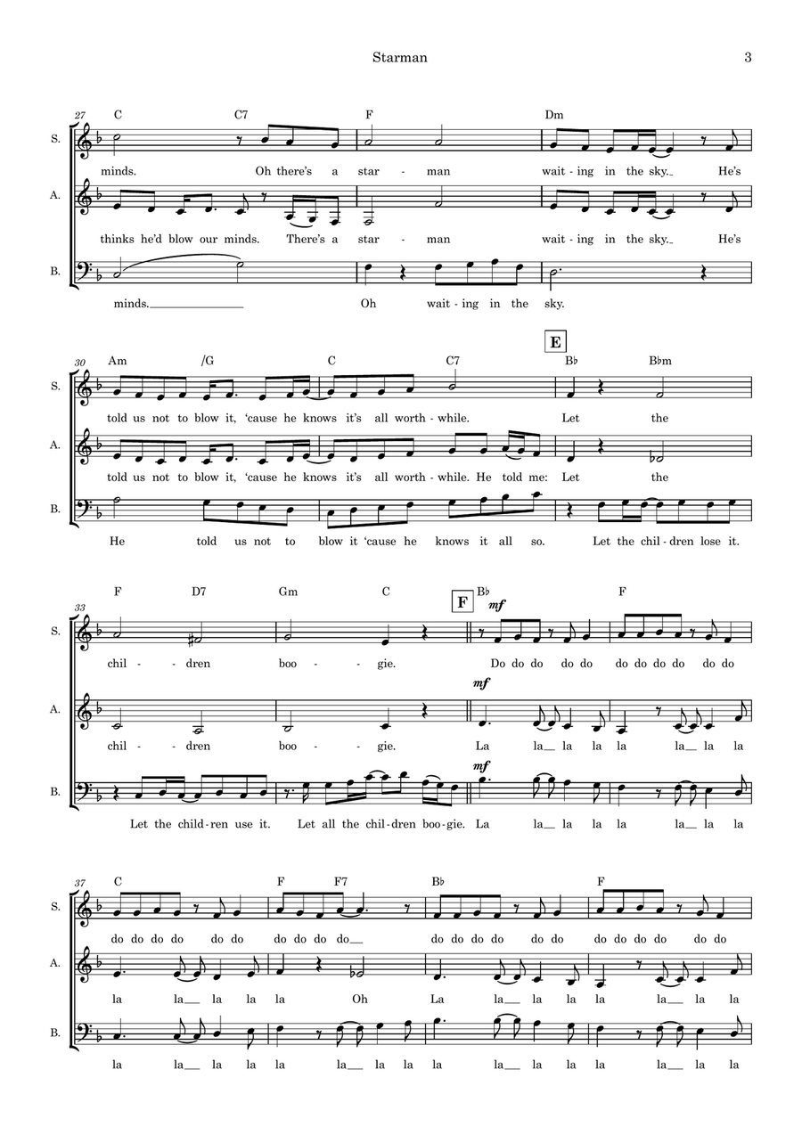 Starman (arr. Ed Aldcroft) 3-Part scores gallery preview page 3
